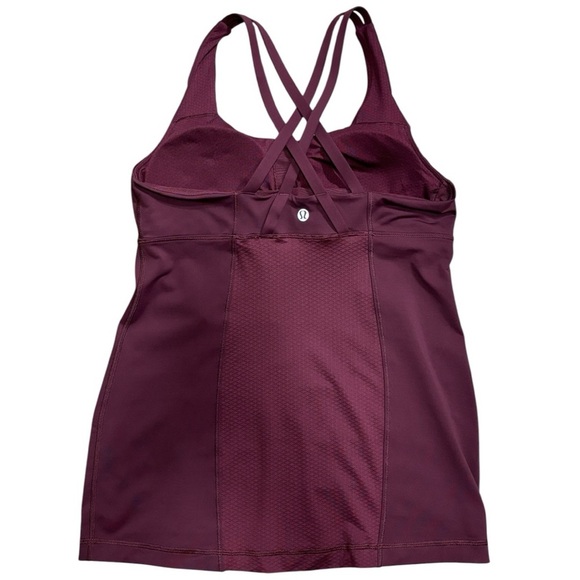 Lululemon Energy Tank Top Built-In Bra Burgundy Color Size 8 - Picture 4 of 9
